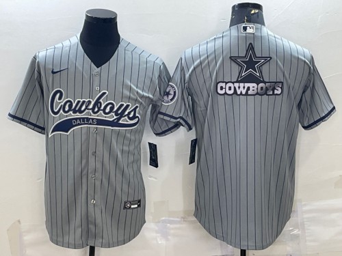 Men's Dallas Cowboys Gray Team Big Logo With Patch Cool Base Stitched Baseball Jersey